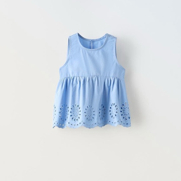 Zara blue embroidered blouse - Picture 1 of 5